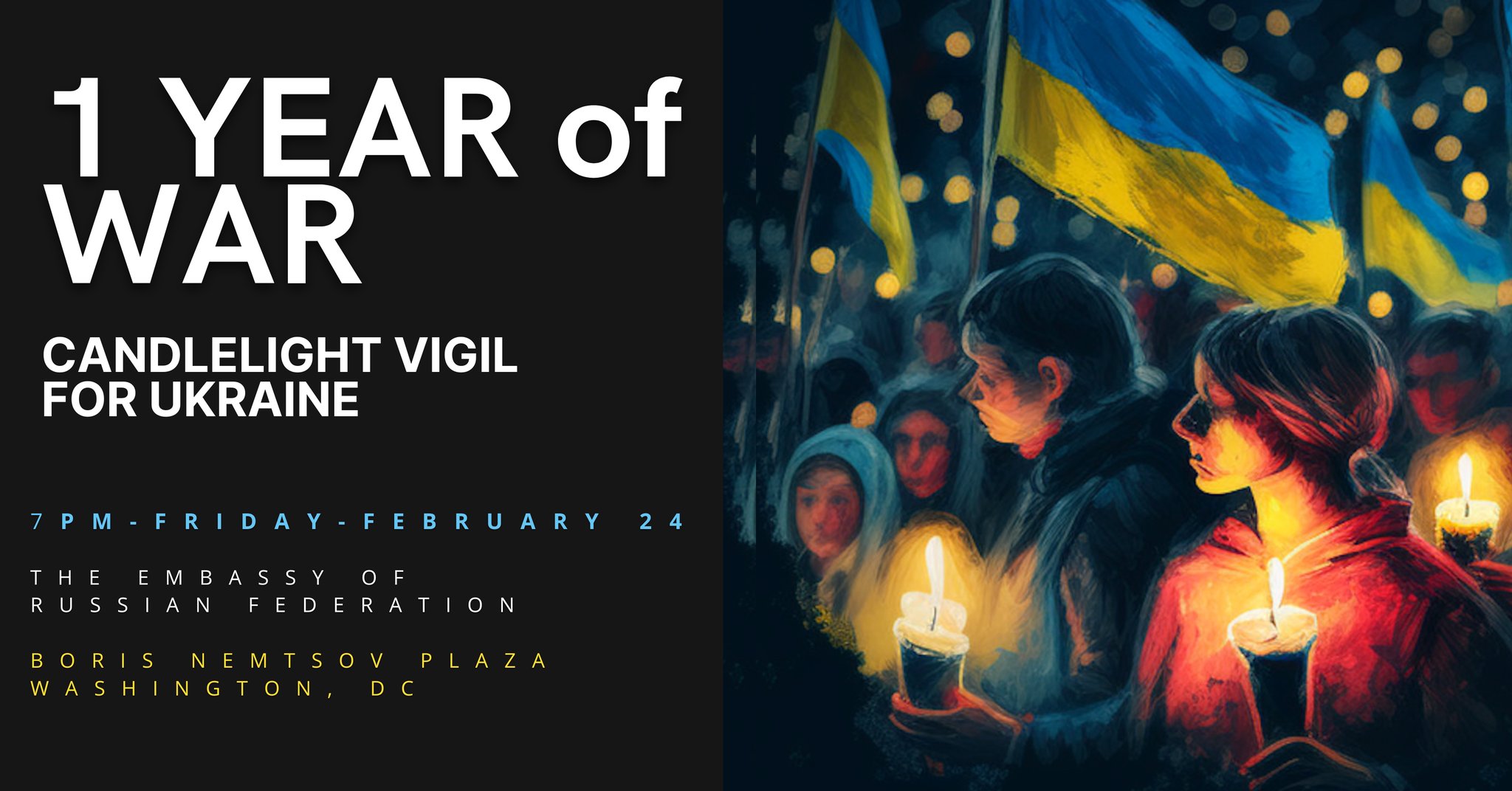 1 Year of War Candlelight Vigil for Ukraine in Washington, D.C.