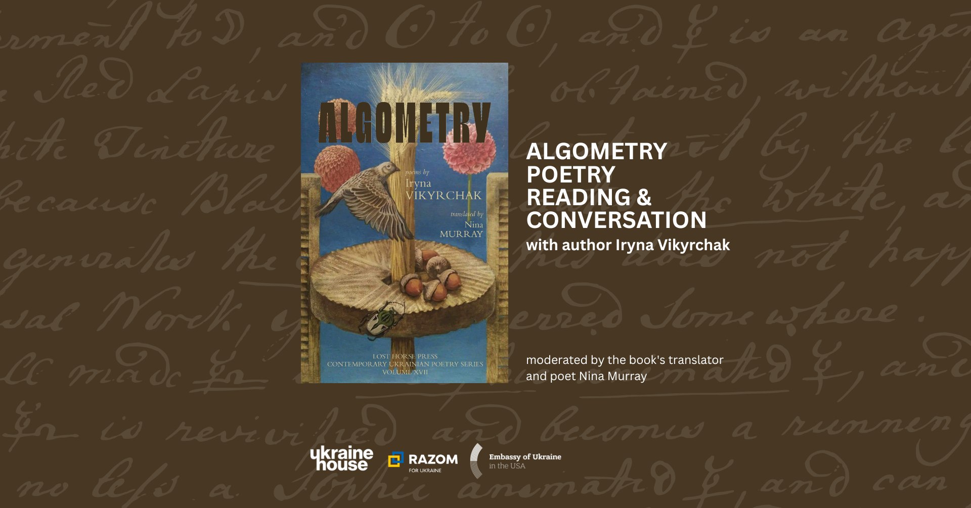 Algometry poetry reading and conversation with Iryna Vikyrchak