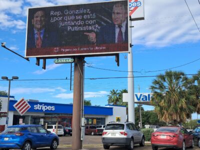 Pro-Ukraine Organization Puts Up Billboard in Brownsville Calling Out Rep. Gonzalez for Meeting with Russian War Criminals